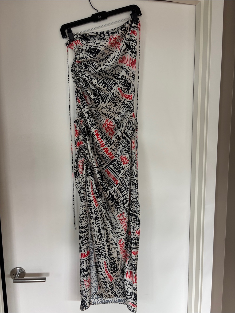 Daily Paper newspaper Graffiti slip Dress in White, Black & Red